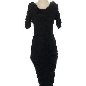 NWT Nue by Shani Black Ruched Midi Dress